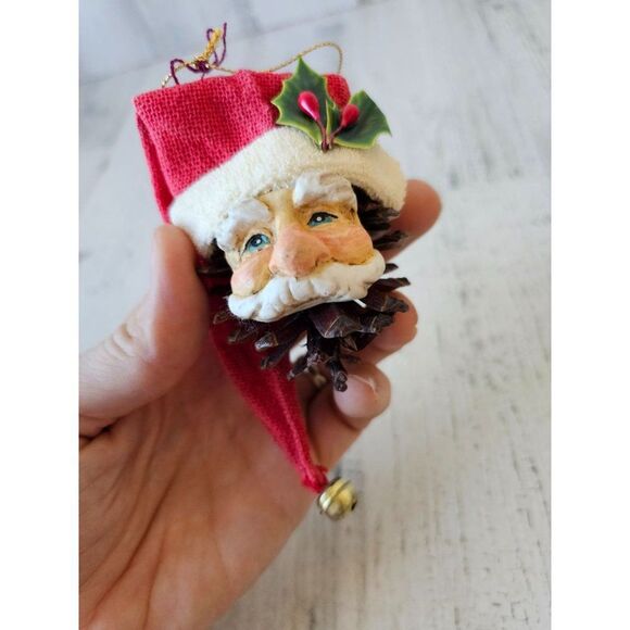 Vintage acorn Santa bust ornament tree Xmas - Picture 8 of 8